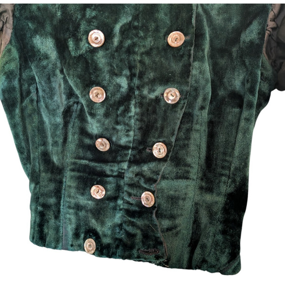 Antique Victorian 1890 Jacket Bodice Leg of Mutton Sleeve Velvet Double Breasted - Picture 14 of 16